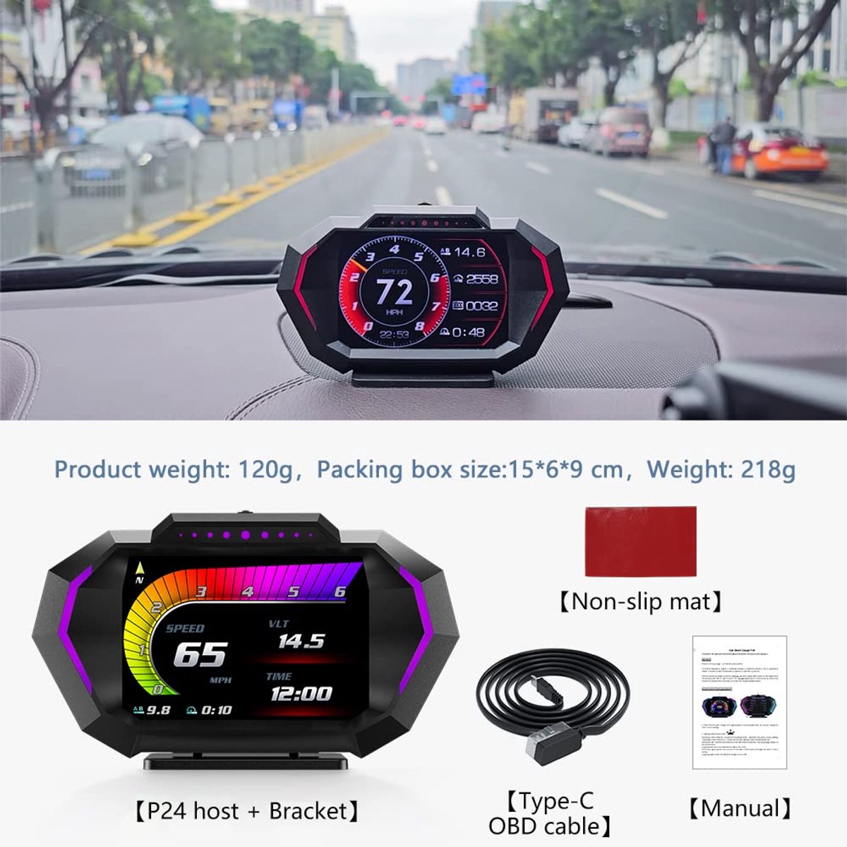 WiiYii P24 - OBD2 - HUD - Snelheidsmeter