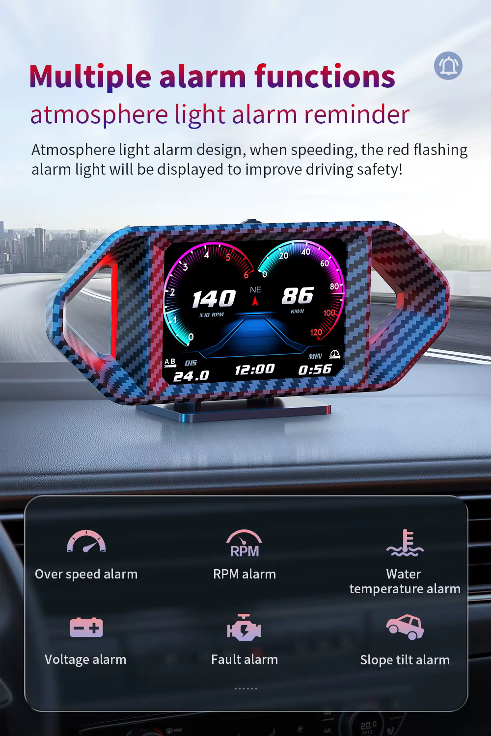 Wiiyii P26 - HUD - OBD2 Meter - GPS - USB Aansluiting