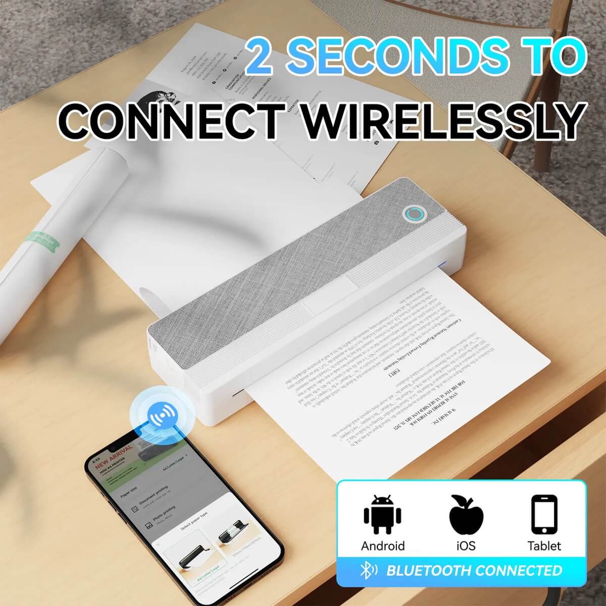 PeriPage P81 - Draagbare Bluetooth Printer - Grijs - Thermisch