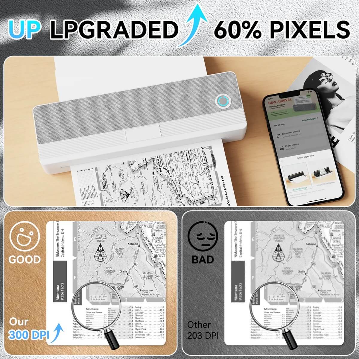PeriPage P81 - Draagbare Bluetooth Printer - Grijs - Thermisch