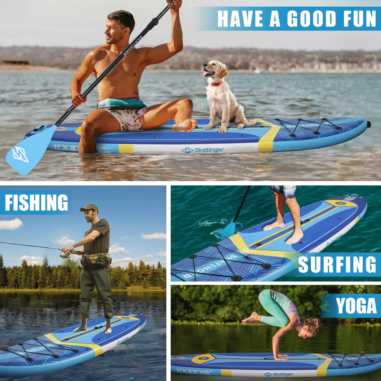 Skatinger PLANS blue 11'x33"x6" (Allround) SUP Board - Afbeelding 4