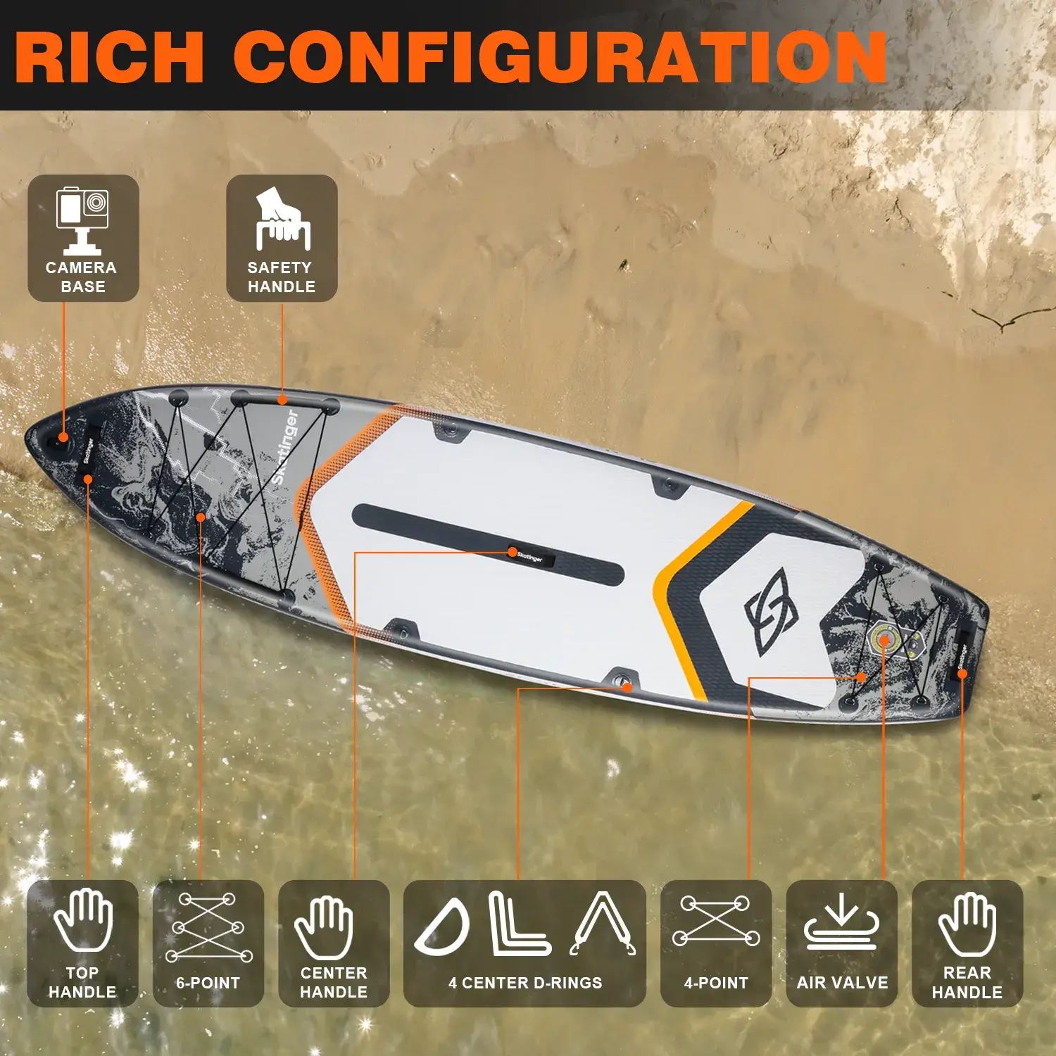 Skatinger Thor Grey 11'6"*35"*6" (Allround) SUP Board - Afbeelding 5