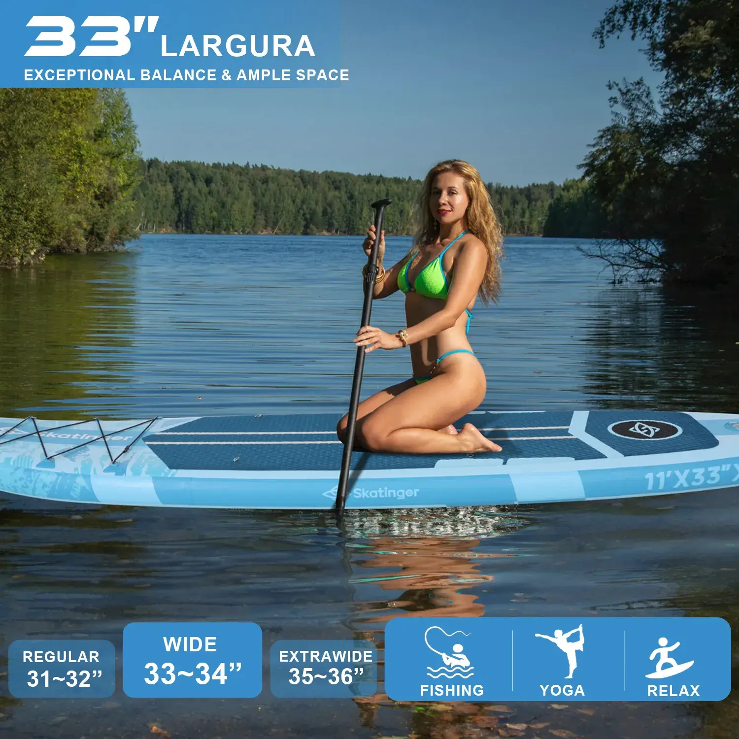 Skatinger Ice Age Blue 11'x33"x6" (Allround) SUP Board - Afbeelding 4