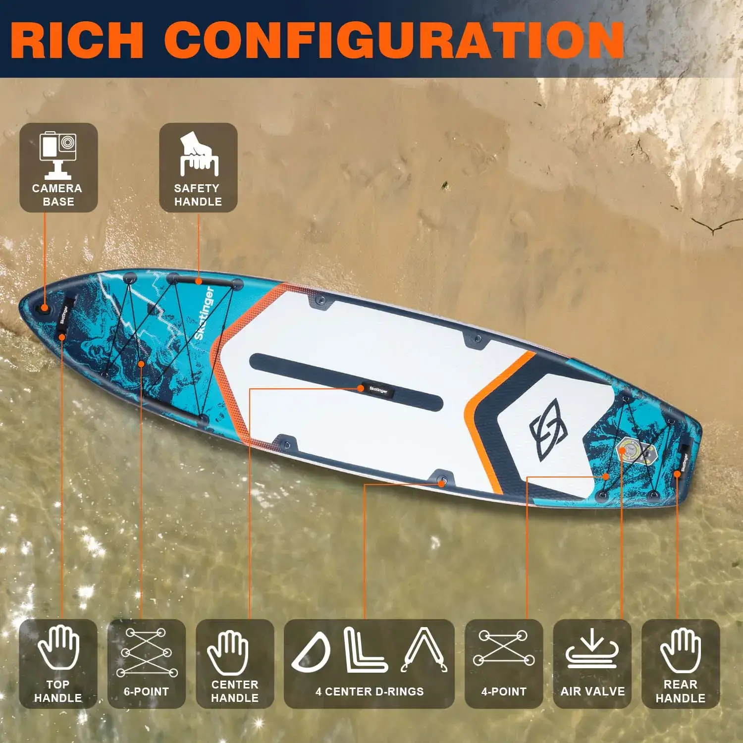 Skatinger Thor Blue 11'6"*35"*6" (Allround) SUP Board - Afbeelding 9