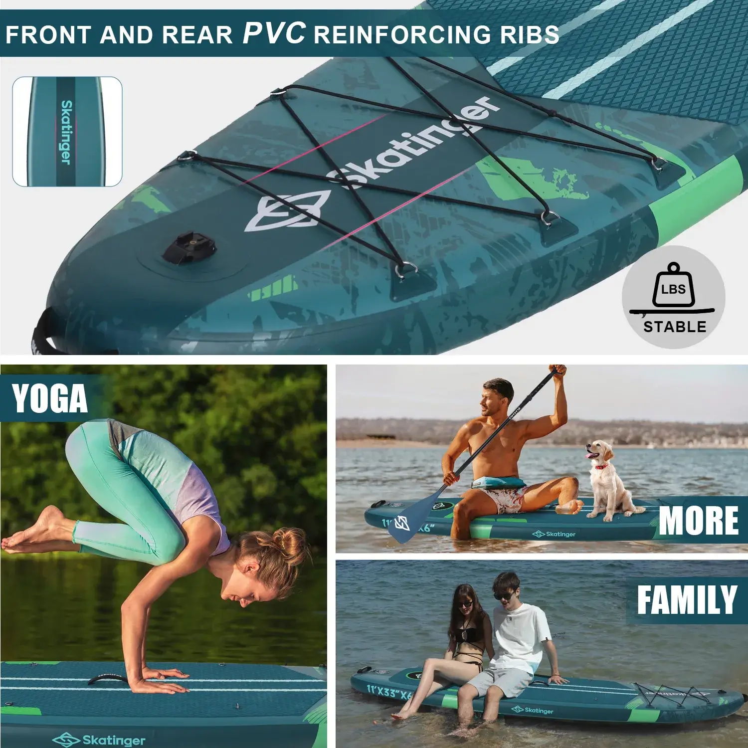 Skatinger Ice Age Green 11'x33"x6" (Allround) SUP Board - Afbeelding 2