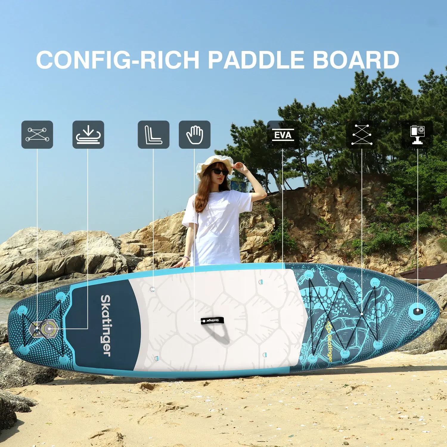Skatinger Turtle Ocean 320x81x15 (Allround) SUP Board - Afbeelding 2