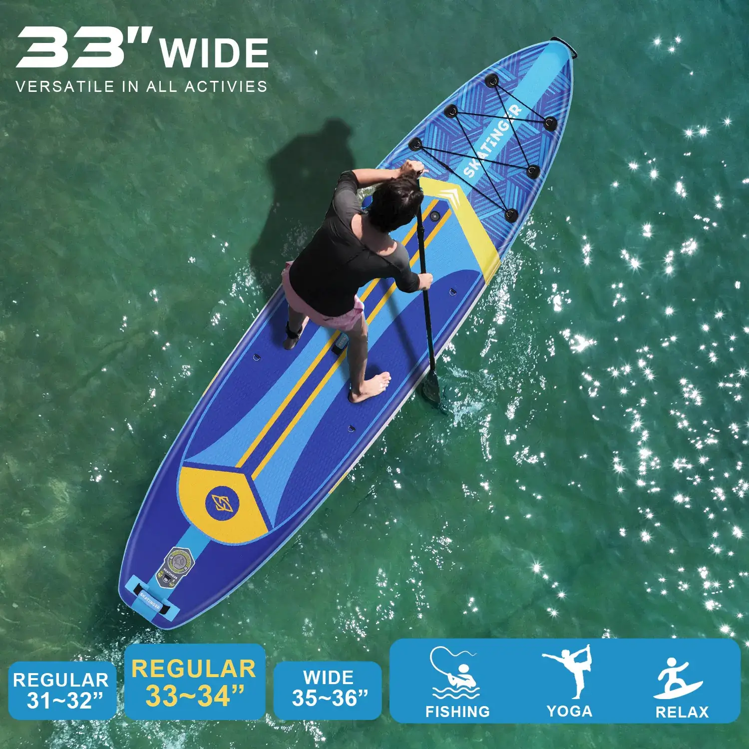 Skatinger PLANS blue 11'x33"x6" (Allround) SUP Board