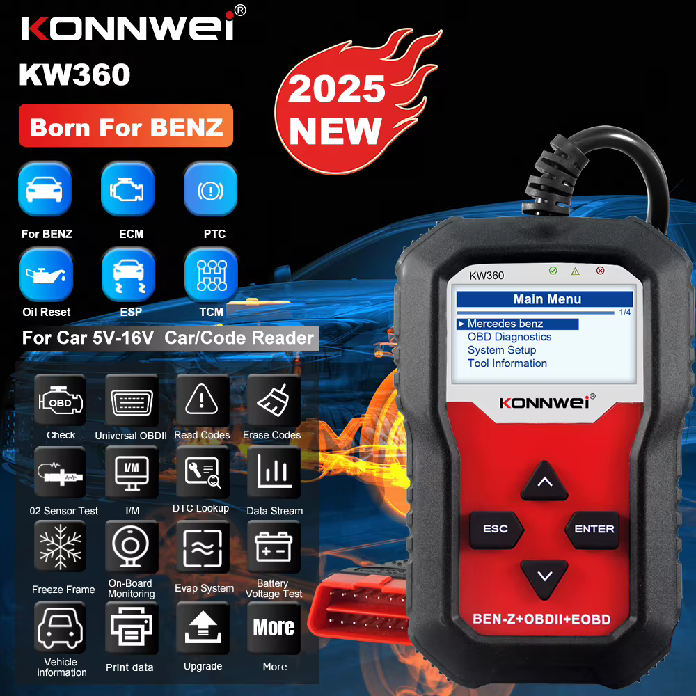 Konnwei kw360 diagnosesysteem voor mercedes benz volledig systeem obd3