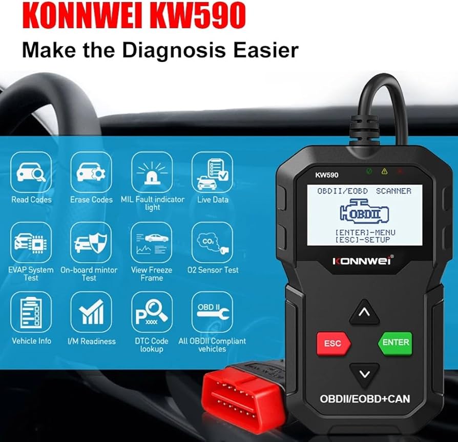 Konnwei kw590 obd2eobd scanner foutcodes en live data 1
