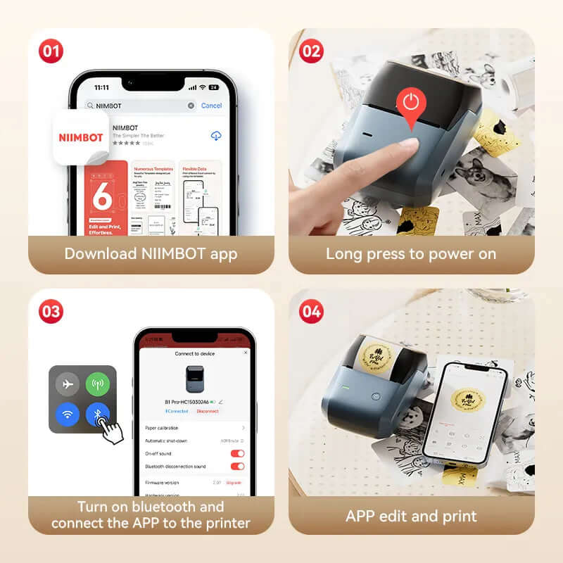 Niimbot B1 Pro - Labelprinter- Printbreedte 20-50mm - 300dpi - Grijs