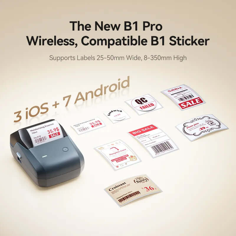 Niimbot B1 Pro - Labelprinter- Printbreedte 20-50mm - 300dpi - Grijs
