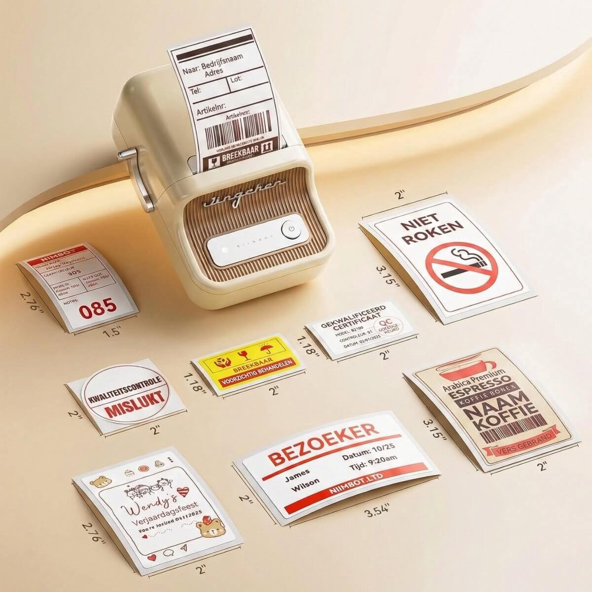 Niimbot labelprinterrol voor B21 Pro 300DPI - 50x90mm - 1 Rol met 90 Labels - Wit