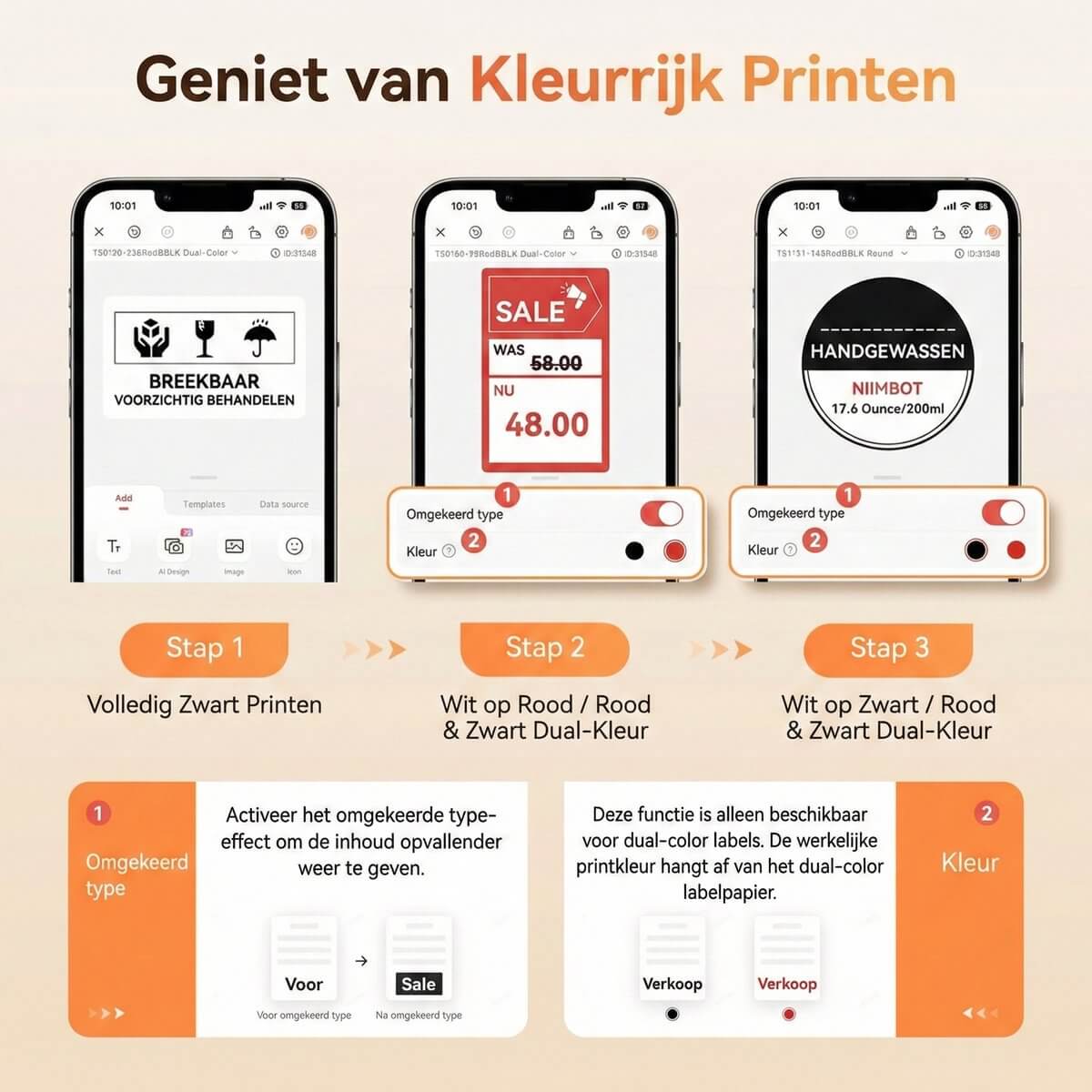Niimbot labelprinterrol voor B21 Pro 300DPI - 50x90mm - 1 Rol met 90 Labels - Wit