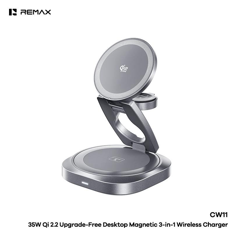 Remax cw11 draadloze oplader 35w 3 in 1 qi 2 2 magnetisch tarnish 1