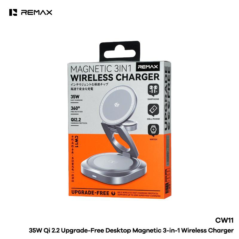 Remax cw11 draadloze oplader 35w 3 in 1 qi 2 2 magnetisch tarnish