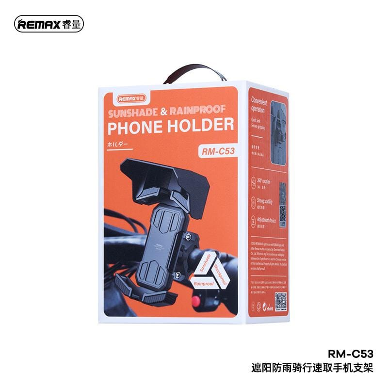 Remax rm c53 telefoonhouder fiets zonnescherm regenbestendig zwart