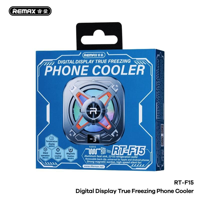 Remax rt f15 telefoonkoeler temperatuur display aluminium magentisch