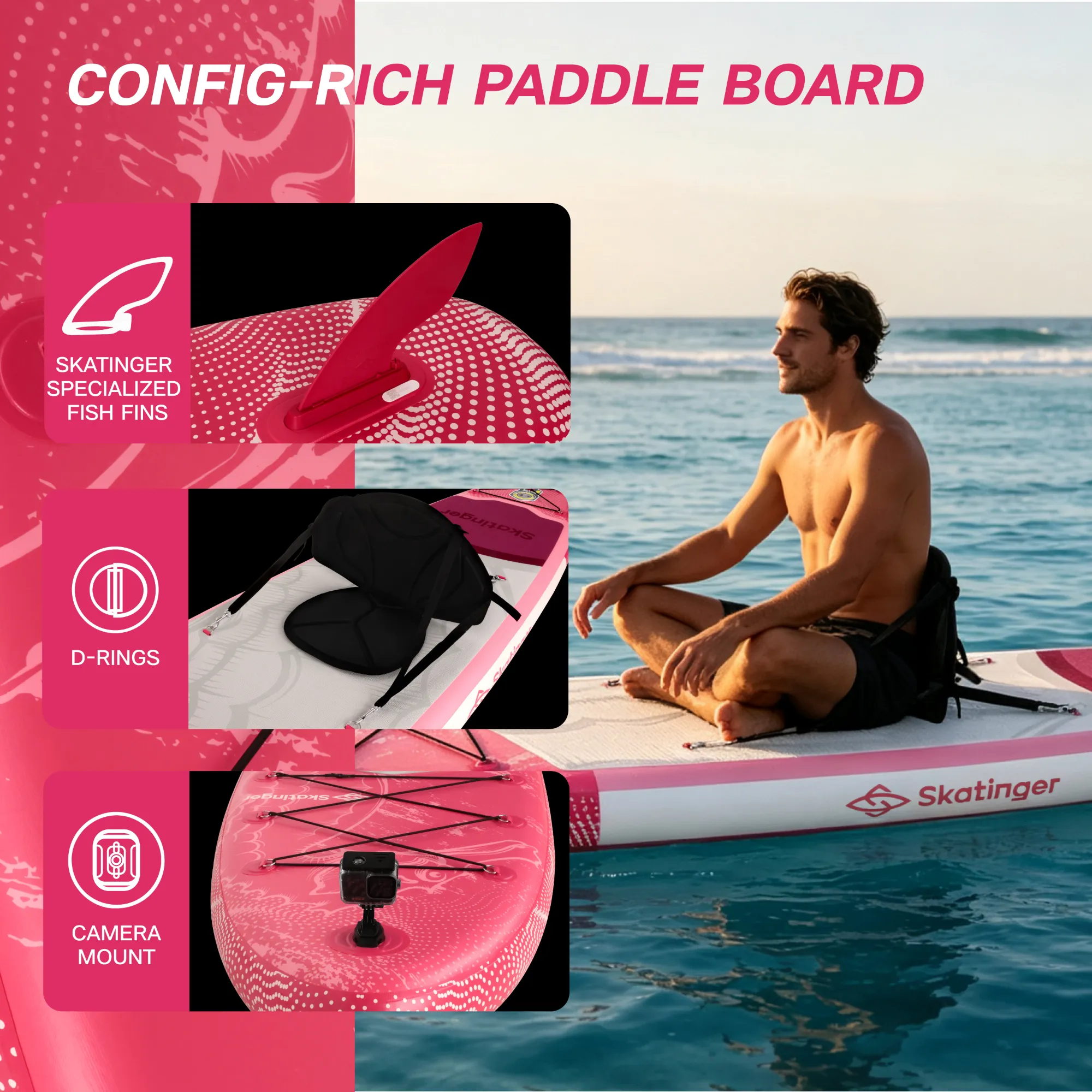 Skatinger Ocean Sea Horse Opblaasbaar SUP Board 320x81x15 cm Allround