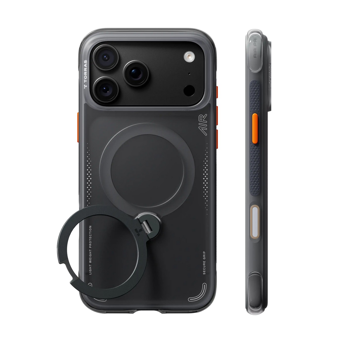 Torras Ostand Q3 Air hoesje geschikt voor iPhone 17 Pro en iPhone 18 Pro - Shadow Black