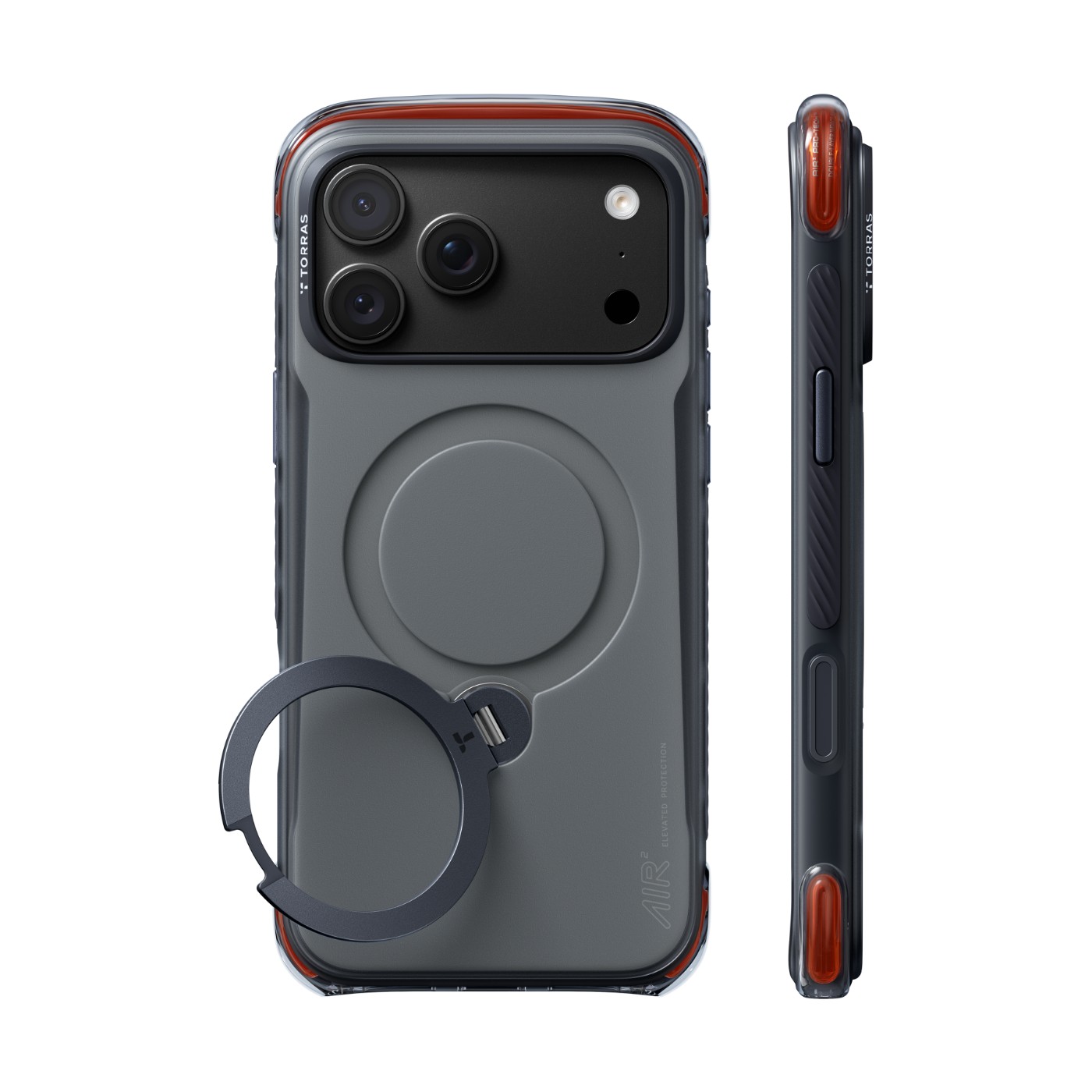 Torras Ostand Q3 Air Pro hoesje geschikt voor iPhone 17 Pro Max en iPhone 18 Pro Max - Obsidian Core