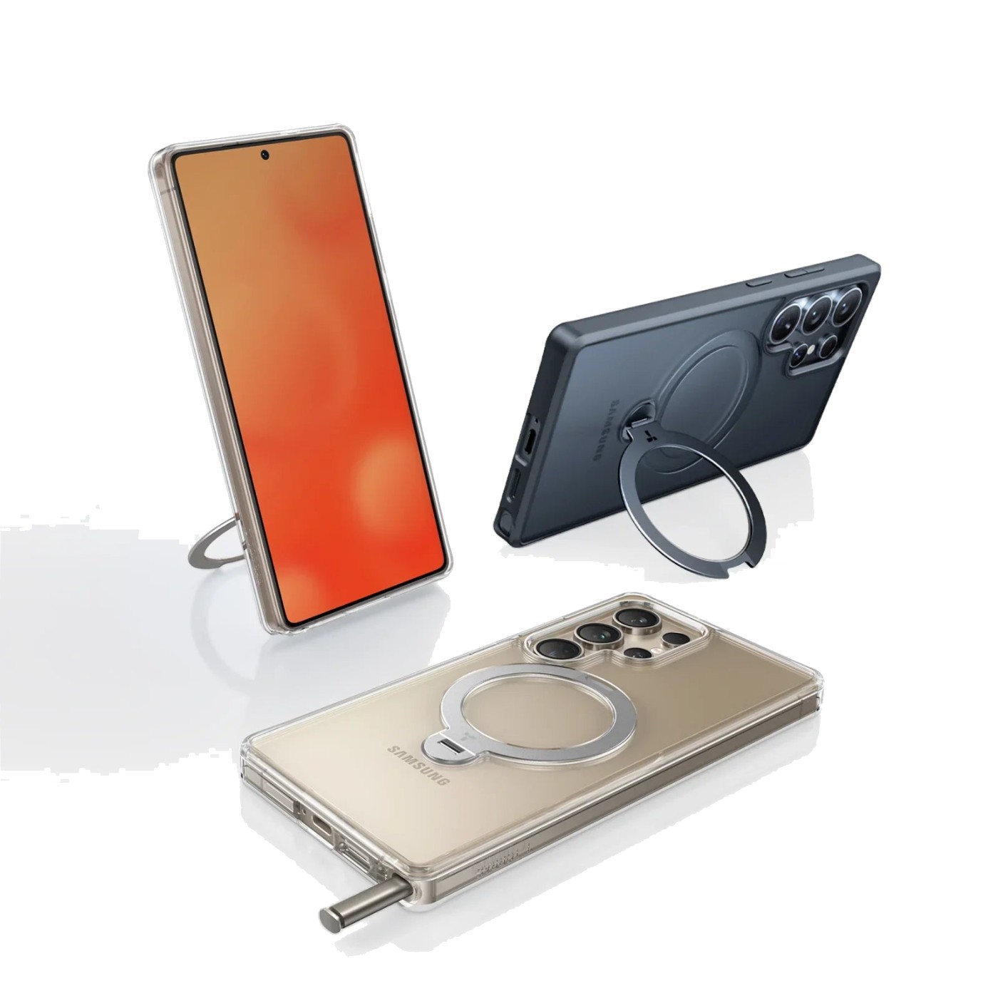Torras Ostand Spin MagSafe hoesje geschikt voor Samsung Galaxy S25 Ultra - Zwart