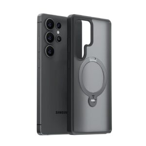 Torras Ostand Spin MagSafe hoesje geschikt voor Samsung Galaxy S25 Ultra - Zwart