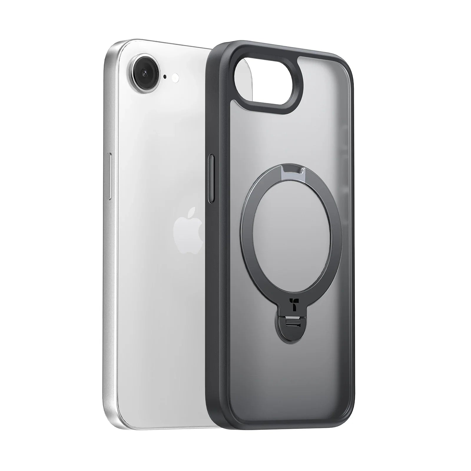 Torras Ostand Spin MagSafe hoesje geschikt voor iPhone 16e en iPhone 17e - Transparant
