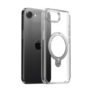 Torras Ostand Spin MagSafe hoesje geschikt voor iPhone 16e en iPhone 17e - Transparant