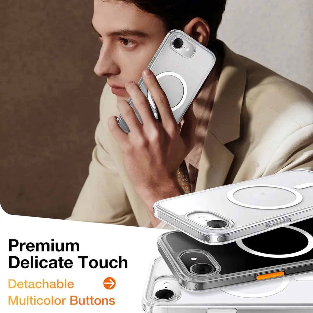 Torras Guardian Magnetic hoesje geschikt voor iPhone 16e en iPhone 17e - Transparant