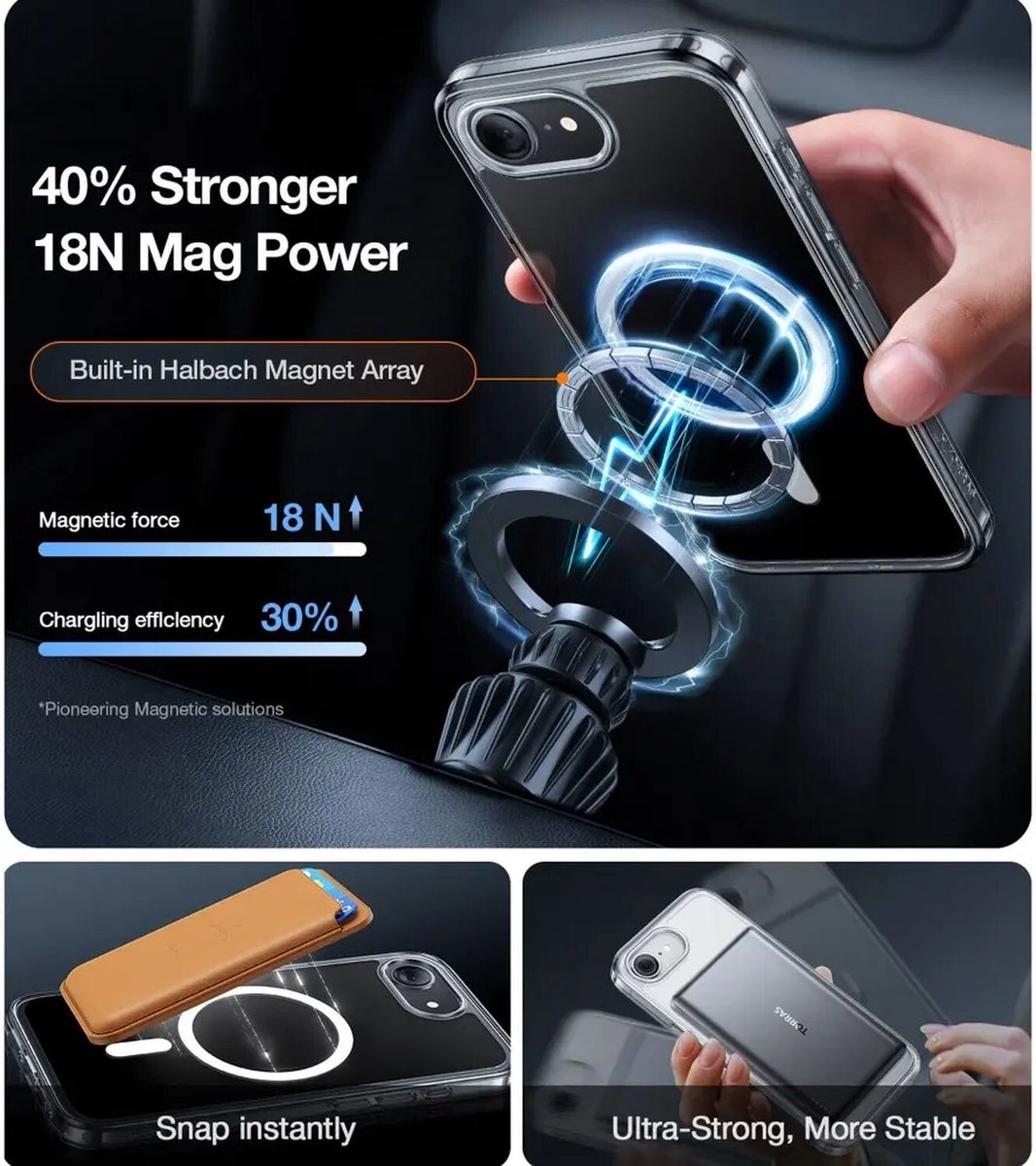 Torras Guardian Magnetic hoesje geschikt voor iPhone 16e en iPhone 17e - Transparant