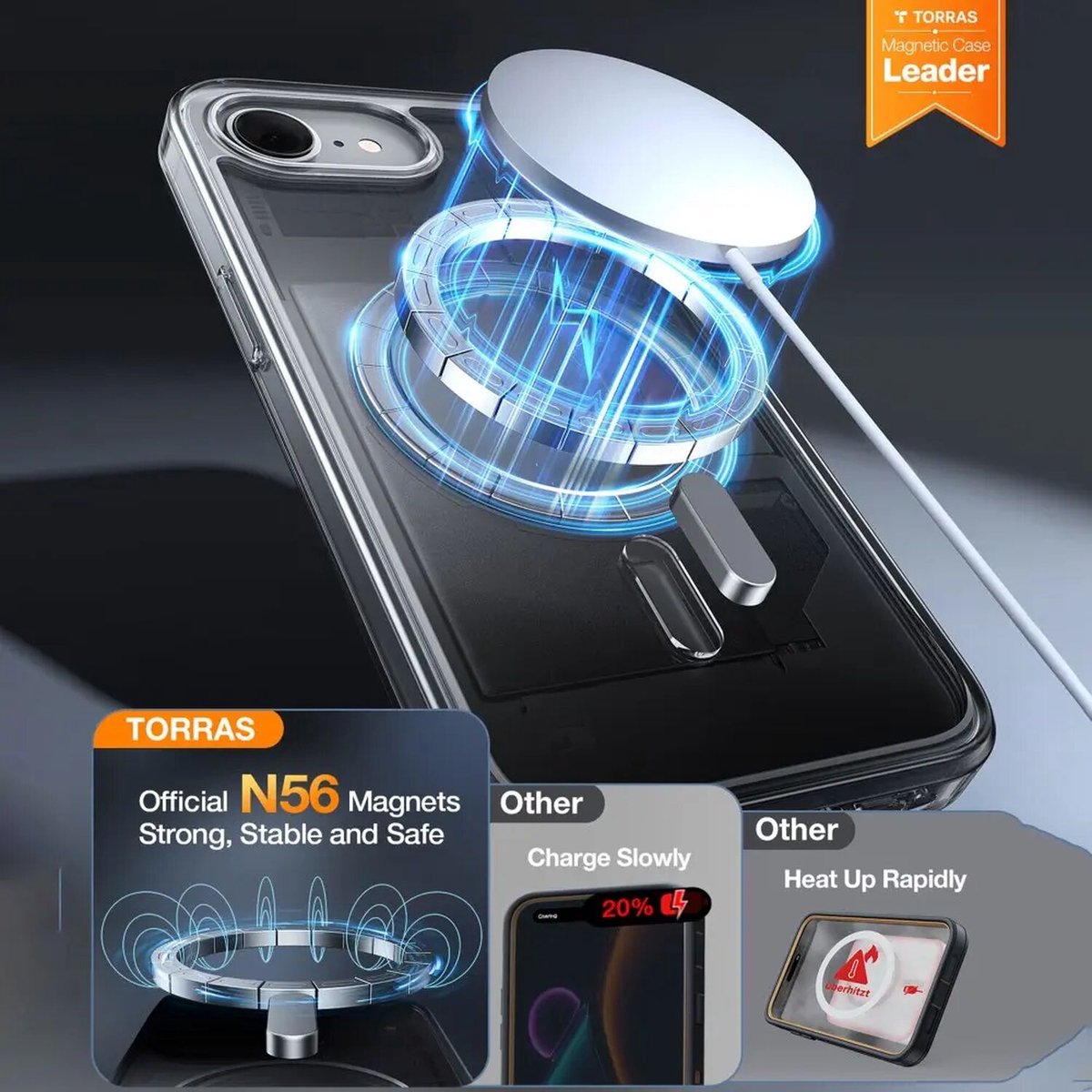 Torras Guardian Magnetic hoesje geschikt voor iPhone 16e en iPhone 17e - Transparant