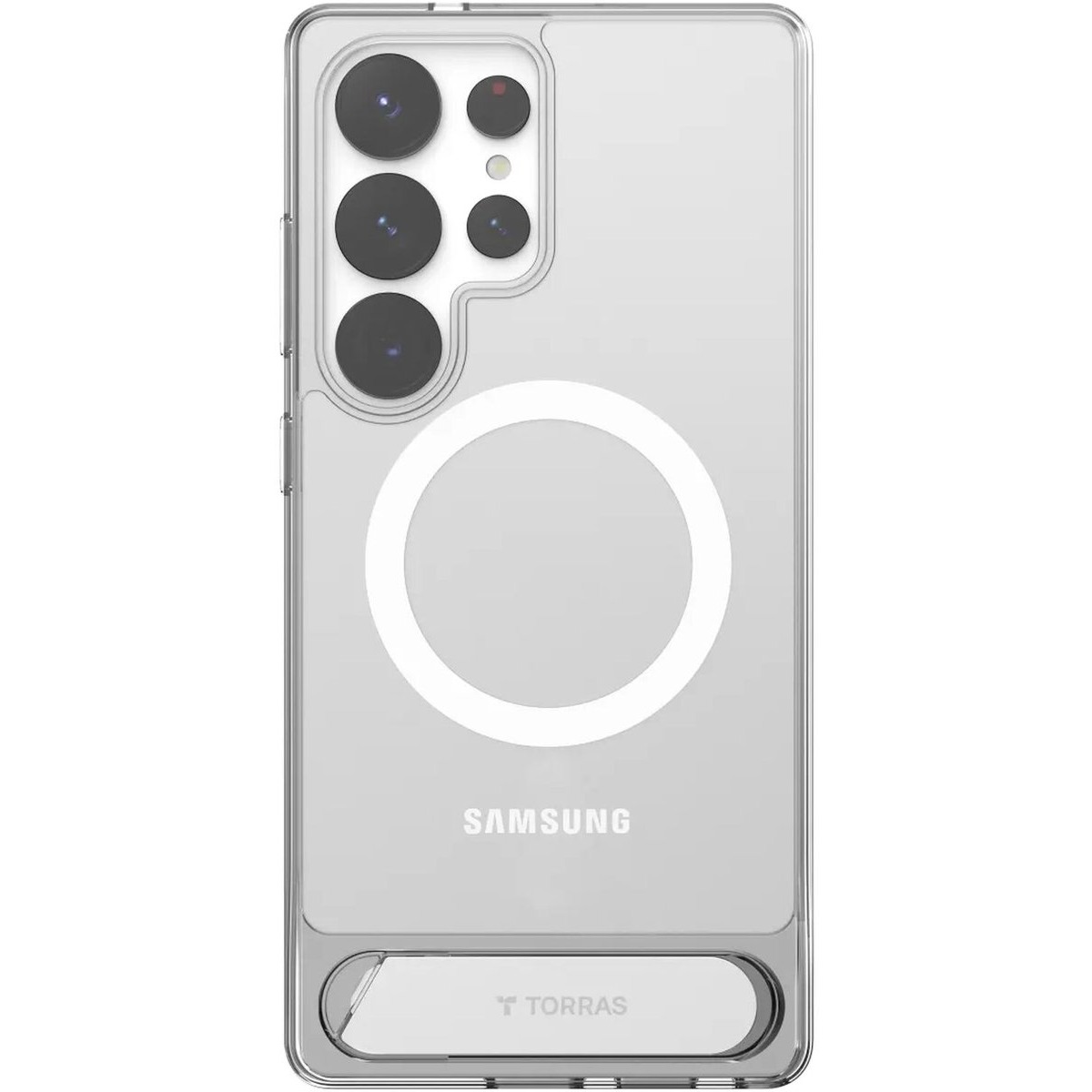 Torras Pstand MagSafe hoesje geschikt voor Samsung Galaxy S25 Ultra - Transparant