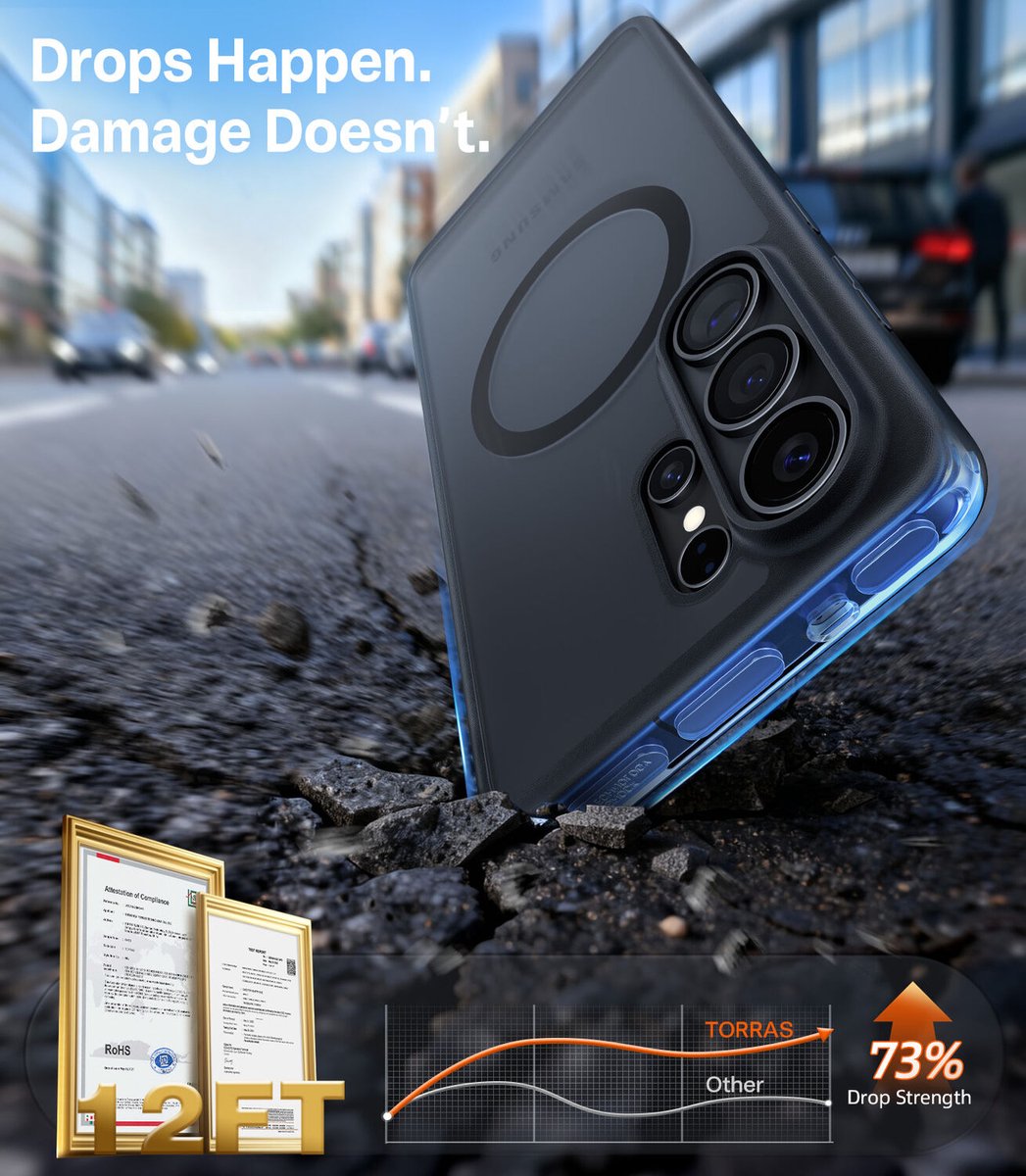 Torras Guardian Magnetic hoesje geschikt voor Samsung Galaxy S26 Ultra - Zwart