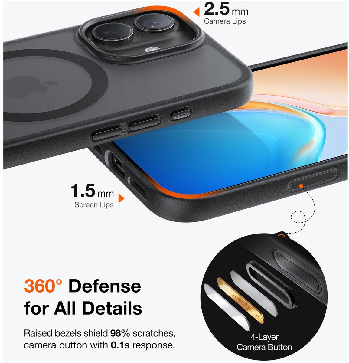 Torras Guardian Magnetic hoesje geschikt voor iPhone 17 - Zwart