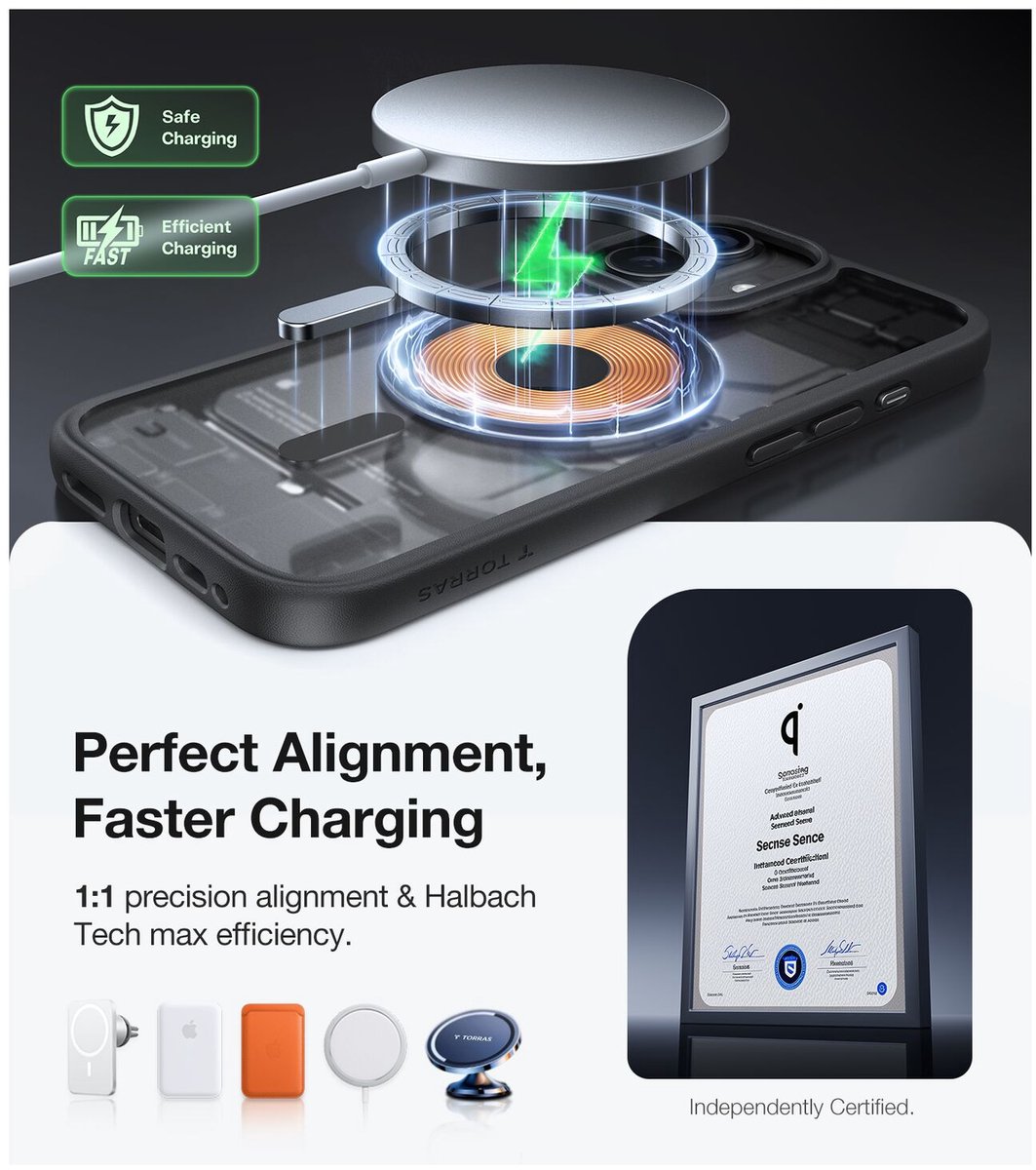 Torras Guardian Magnetic hoesje geschikt voor iPhone 17 - Zwart