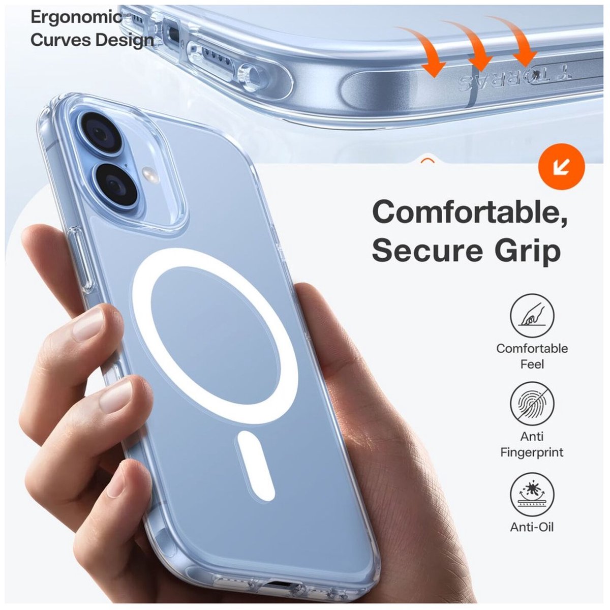 Torras Guardian Magnetic hoesje geschikt voor iPhone 17 - Transparant
