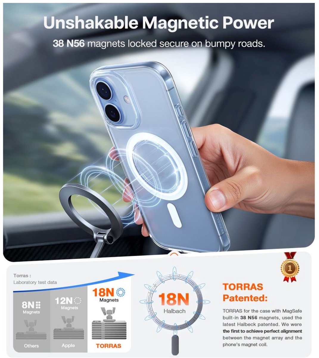 Torras Guardian Magnetic hoesje geschikt voor iPhone 17 - Transparant