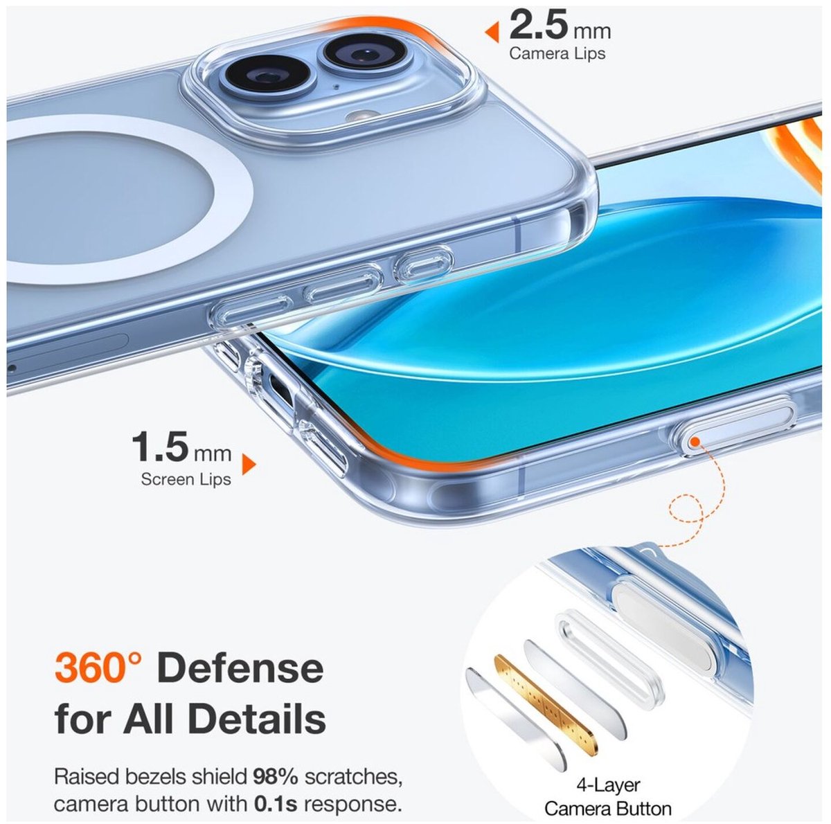 Torras Guardian Magnetic hoesje geschikt voor iPhone 17 - Transparant