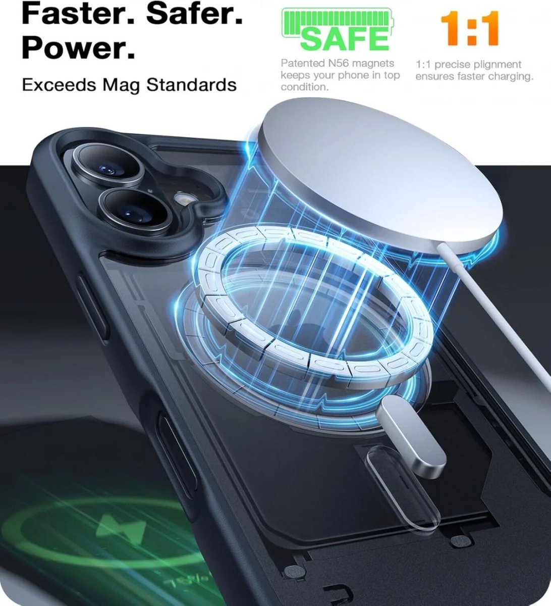 Torras Guardian Magnetic hoesje geschikt voor iPhone 16 - Zwart