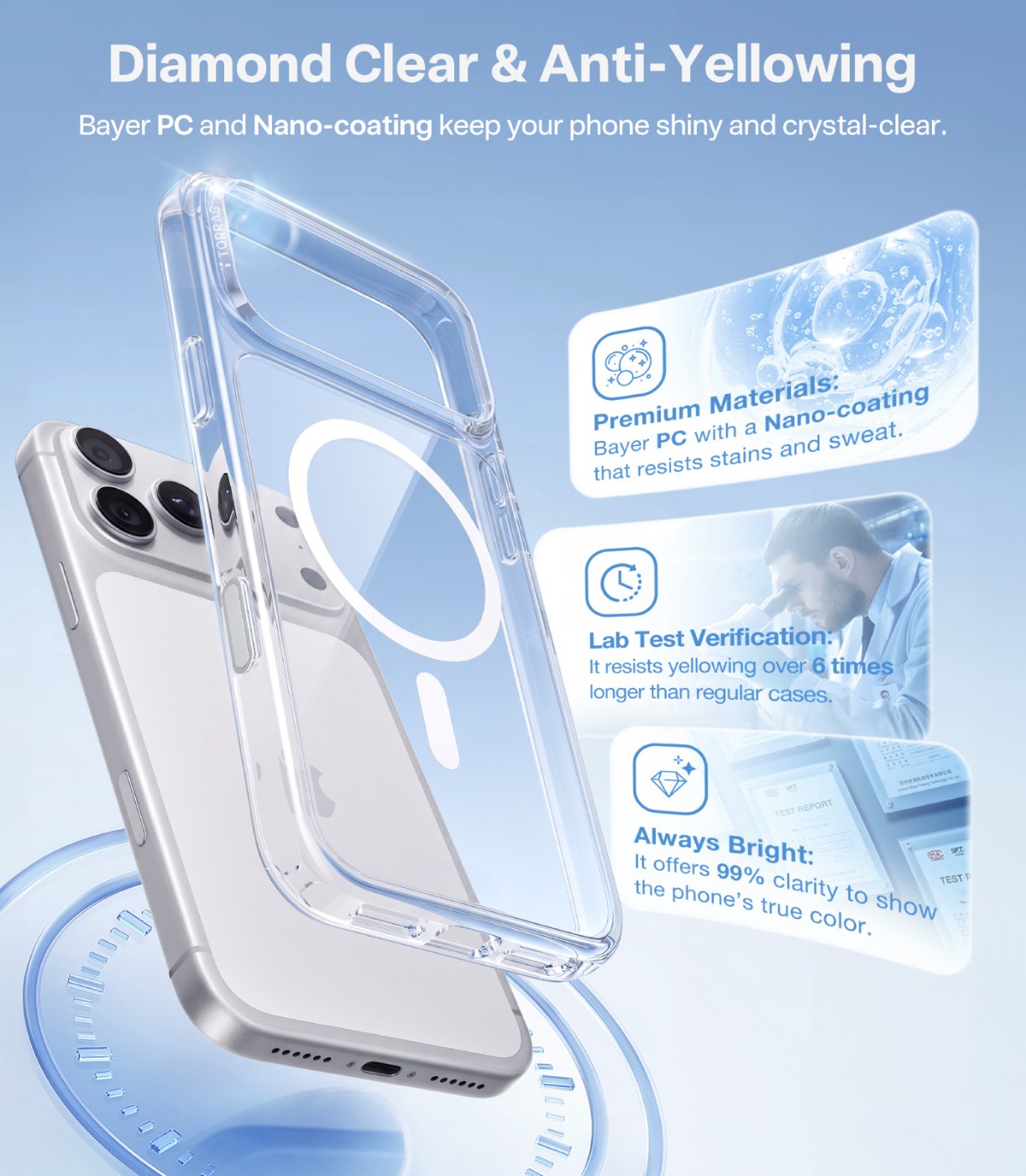 Torras Guardian Magnetic hoesje geschikt voor iPhone 17 Pro en iPhone 18 Pro - Transparant