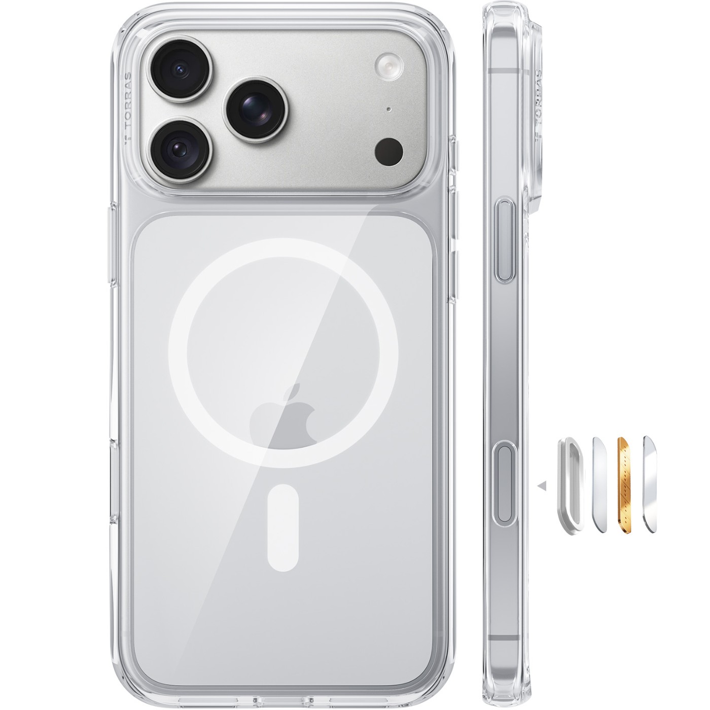 Torras Guardian Magnetic hoesje geschikt voor iPhone 17 Pro en iPhone 18 Pro - Transparant