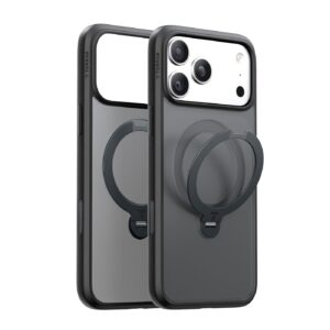 Torras Ostand Spin hoesje geschikt voor iPhone 17 Pro en iPhone 18 Pro - Zwart